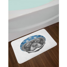 Dog in a Hard Hat Sketch Bath Mat