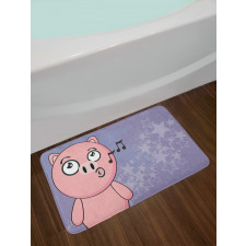 Farm Animal Singing Star Motifs Bath Mat