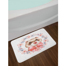 Portrait with Ribbon Wreath Bath Mat