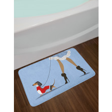 Woman and Dog Fashion Bath Mat