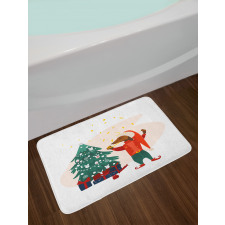 Christmas Dog in Clothes Bath Mat