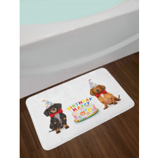 Dogs Happy Birthday Cake Bath Mat