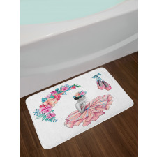 Dancer Girl in Flowers Bath Mat