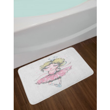 Curly Hair Blonde Dancer Bath Mat