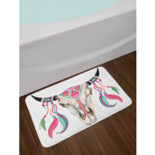 Bull Skull and Feathers Bath Mat