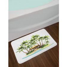 Trees and Bungalow Tiki Bar Bath Mat