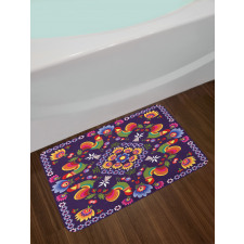 Rooster and Flowers Bath Mat