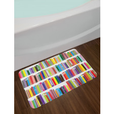 Colorful Doodle of Books Bath Mat