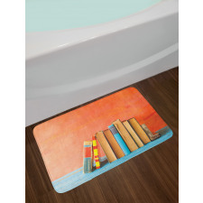 Row of Old Vintage Books Bath Mat