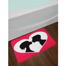 Couple Silhouette in Heart Bath Mat