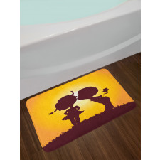 Children Silhouettes Bath Mat