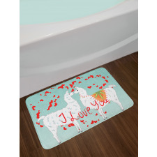 Lover Llamas and Hearts Bath Mat