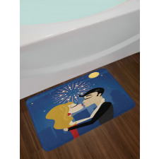 Couple Fireworks at Night Bath Mat