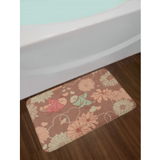 Vintage Birds Flowers Love Bath Mat