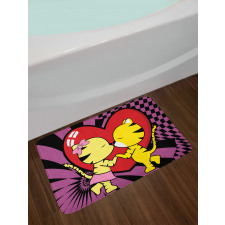 Cartoon Tigers Heart Bath Mat