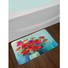 Poppy Flowers in Vase Bath Mat