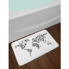 Car Parts World Map Bath Mat