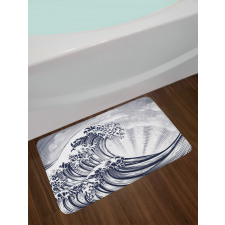 Oriental Japanese Waves Bath Mat