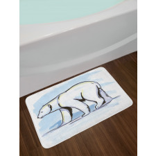 Pencil Sketch Polar Bear Bath Mat