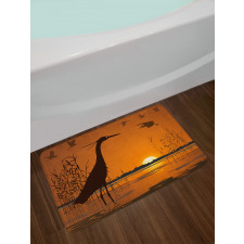 Bird Silhouettes Swamp Sunset Bath Mat