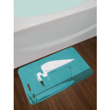 Bird Stands on Lake Shore Bath Mat