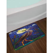 Stain Glass Brown Tone Heron Bath Mat