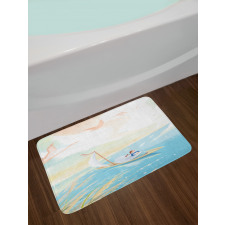 Girl in Boat on Lake Birds Bath Mat