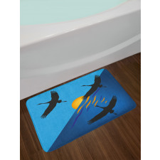 Flying Bird at Horizon Sunset Bath Mat