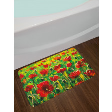 Poppies on Green Grass Bath Mat