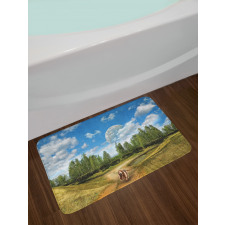 Running Dog Trees Sky Bath Mat