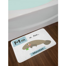 Letter M and Animal Cartoon Bath Mat