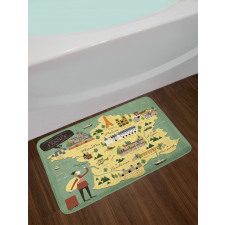 Travel Landmarks Map Doodle Bath Mat