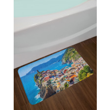 Italy Houses Cliff and Sea Bath Mat