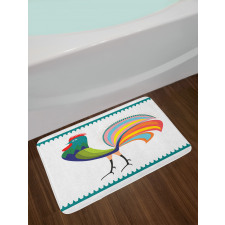 Vivid Polish Rooster Motif Bath Mat