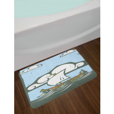 Greek Galley with Oars Sail Bath Mat