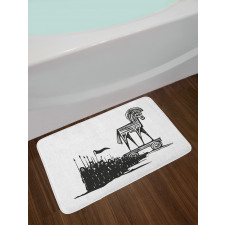 Woodcut Style Greek Trojan Bath Mat