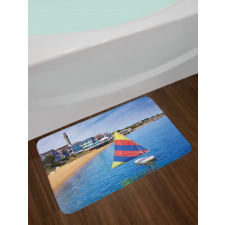 Rainbow Boat Sailing Bath Mat