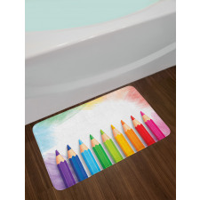 Realistic Colorful Pencils Bath Mat