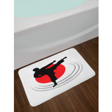 Man Karate Kick Silhouette Bath Mat