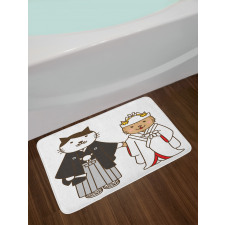 Bride and Groom Cats Bath Mat