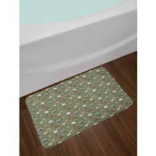 Leaves and Animals Bath Mat