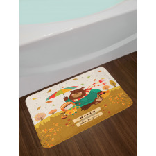 Hello Autumn Cartoon Bath Mat