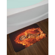 Motorbike in Fire Bath Mat