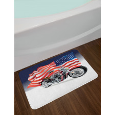 Motorbike and US Flag Bath Mat