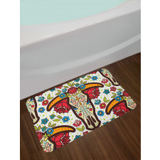 Mexican Folk Animal Skull Bath Mat