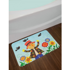 Rustic Scene Bird Friends Bath Mat