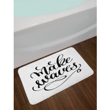 Monochrome Style Cursive Bath Mat