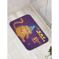 Cat Wizard Funny Cartoon Bath Mat