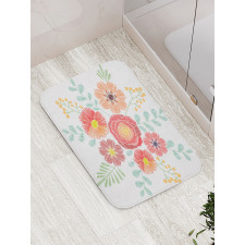 Pastel Folkloric Flowers Bath Mat