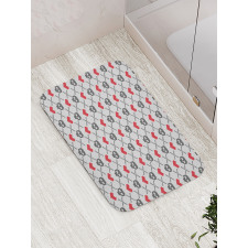 Skulls Red Hearts Bath Mat